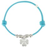 Les poulettes bijoux - bracelet lien tr�fle argent 925 - turquoise