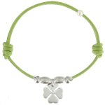 Les poulettes bijoux - bracelet lien tr�fle argent 925 - vert