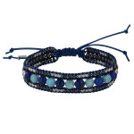 Les poulettes bijoux - bracelet lien tr�ss� bleu perles de lapis lazuli et de larimar