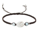 Les poulettes bijoux - bracelet lien tr�ss� oeil de ste lucie et perles de larimar -