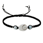 Les poulettes bijoux - bracelet lien tr�ss� oeil de ste lucie et perles de larimar -