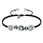 Les poulettes bijoux bracelet lien tr�ss� pav�s de larimar et trois oeil de ste lucie