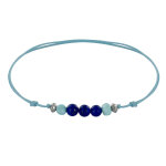 Les poulettes bijoux - bracelet lien trois perles de lapis lazuli et deux anneaux de