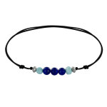 Les poulettes bijoux - bracelet lien trois perles de lapis lazuli et deux anneaux de