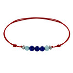 Les poulettes bijoux - bracelet lien trois perles de lapis lazuli et deux anneaux de