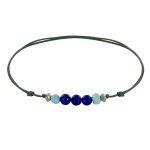 Les poulettes bijoux - bracelet lien trois perles de lapis lazuli et deux anneaux de