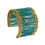 Les poulettes bijoux - bracelet manchette laiton et perles - classics - vert