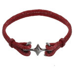 Les poulettes bijoux - bracelet mixte en argent 925 rhodi� noir double ancre et cuir