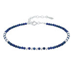 Les poulettes bijoux bracelet perles argent et perles de lapis lazuli facett� m2