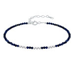 Les poulettes bijoux - bracelet perles argent et perles de lapis lazuli facett� m4