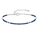 Les poulettes bijoux - bracelet perles argent et perles de lapis lazuli facett� m5