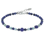 Les poulettes bijoux - bracelet perles lapis lazuli anneaux facett�s de larimar