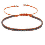 Les poulettes bijoux bracelet perles noires lien tr�ss� orange et gris