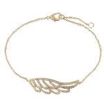 Les poulettes bijoux - bracelet plaqu� or aile d'ange et strass