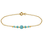 Les poulettes bijoux - bracelet plaqu� or cinq perles de larimar