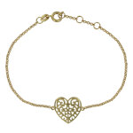 Les poulettes bijoux - bracelet plaqu� or coeur arabesque ajour�