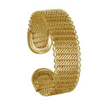 Les poulettes bijoux - bracelet plaqu� or demi jonc mailles entrelac�es