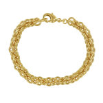 Les poulettes bijoux - bracelet plaqu� or gourmette mailles rondes circulaires