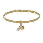 Les poulettes bijoux - bracelet plaqu� or jonc plat fermeture crochet breloques coeu