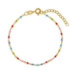 Les poulettes bijoux - bracelet plaqu� or perles �maill�es arc en ciel