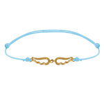 Les poulettes bijoux - bracelet plaqu� or sur lien deux petites ailes d'ange ajour�e