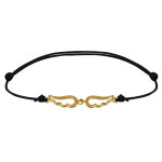 Les poulettes bijoux - bracelet plaqu� or sur lien deux petites ailes d'ange ajour�e