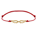 Les poulettes bijoux - bracelet plaqu� or sur lien deux petites ailes d'ange ajour�e