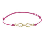 Les poulettes bijoux - bracelet plaqu� or sur lien deux petites ailes d'ange ajour�e