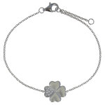 Les poulettes bijoux - bracelet tr�fle argent 925 rhodi� et un p�tale de strass
