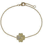 Les poulettes bijoux - bracelet tr�fle plaqu� or et un p�tale de strass