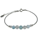 Les poulettes bijoux bracelet tubes argent perles de cristal de roche et de larimar