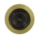 Les poulettes bijoux - broche disque en laiton p�te de verre - noir