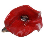 Les poulettes bijoux broche fleur de coquelicot c�ramique rouge