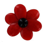 Les poulettes bijoux - broche fleur en tagua - rouge