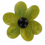Les poulettes bijoux - broche fleur en tagua - vert