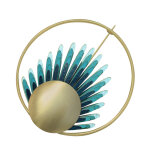 Les poulettes bijoux - broche laiton anneau capsule et feuille en cuir - bleu