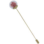 Les poulettes bijoux - broche laiton bulle p�te de verre et perles - rose