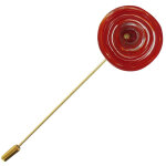 Les poulettes bijoux - broche laiton et coquelicot en p�te de verre - rouge