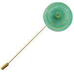 Les poulettes bijoux - broche laiton et coquelicot en p�te de verre - vert d'eau