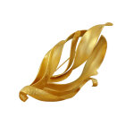 Les poulettes bijoux - broche laiton dor� double feuilles