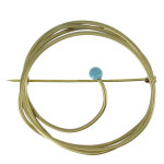 Les poulettes bijoux - broche laiton ronde allumette - turquoise