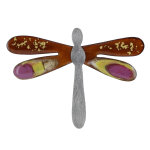 Les poulettes bijoux - broche libellule �maill�e marron et violet