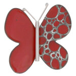 Les poulettes bijoux - broche papillon �maill� rouge