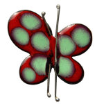 Les poulettes bijoux - broche papillon �maill� rouge pois vert