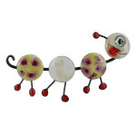 Les poulettes bijoux - broche pin's chenille �maill�e blanc dor� � pois rouges