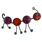 Les poulettes bijoux - broche pin's chenille �maill�e orange � pois violet