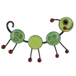 Les poulettes bijoux - broche pin's chenille �maill�e verte � pois jaunes