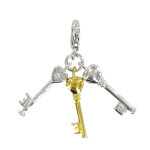 Les poulettes bijoux - charms argent 3 cl�s du bonheur