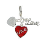 Les poulettes bijoux - charms argent 3 m�dailles love