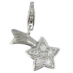 Les poulettes bijoux - charms argent 925 etoile filante et strass - classics - blanc